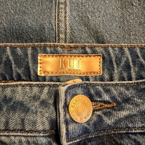 Kut from the Kloth Jen Denim Midi Skirt Raw Hem Size 6 - Picture 7 of 11